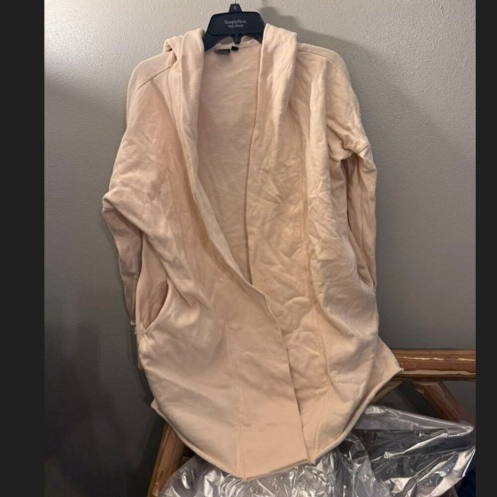 Hooded Open-Front Cardigan in Light Cream